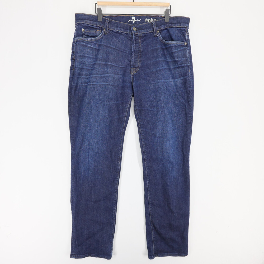 7 For All Mankind Standard Jeans Mens 40 Blue Dark Wash Button Fly Straight Leg